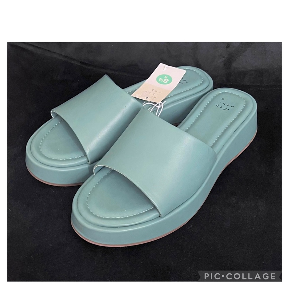 a new day Teal Slide Sandals with Platform Sole - Picture 3 of 6